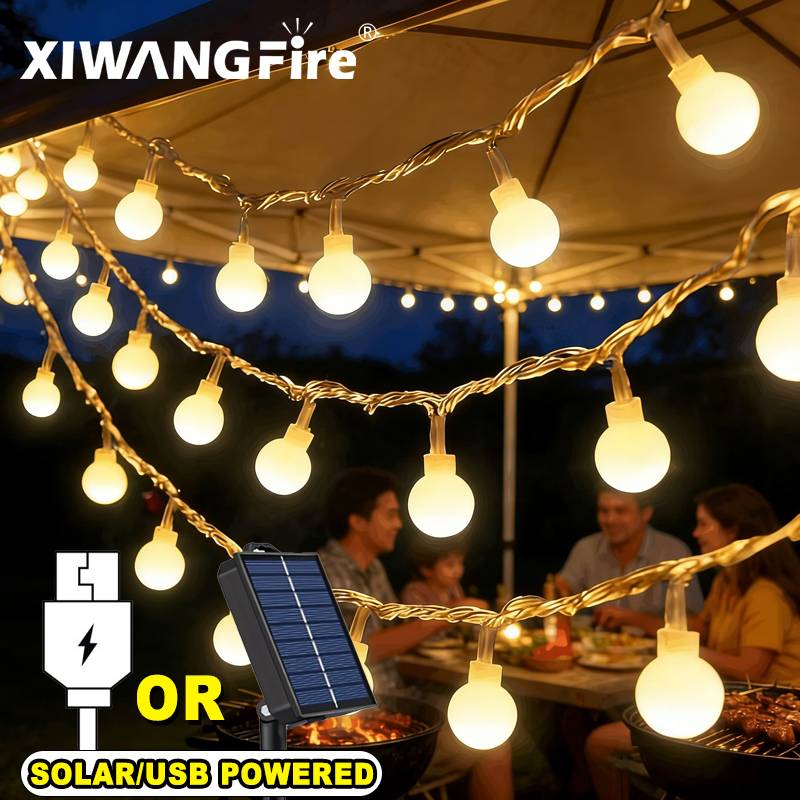 Wedding Led - 3-10M Solar-/USB-/Batterie-Lichterketten, Feenhafte Kugel-LED-Lichter, Wasserdicht für