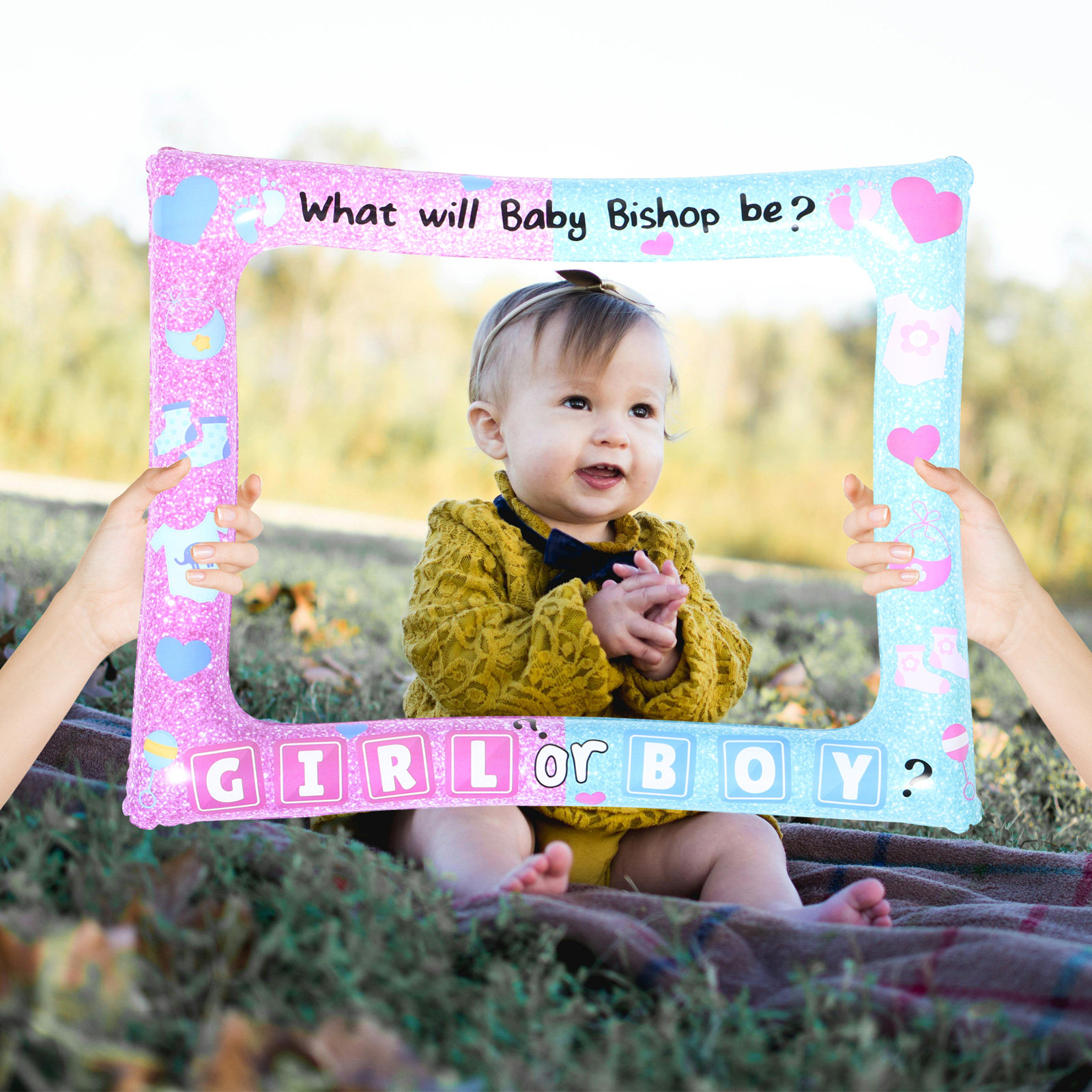 Photo Booth Prop - Baby-Gender-Reveal-Fotobox-Rahmen, aufblasbarer Foto-Requisitenrahmen, Babyparty-Dekoration, tragbar, leicht,