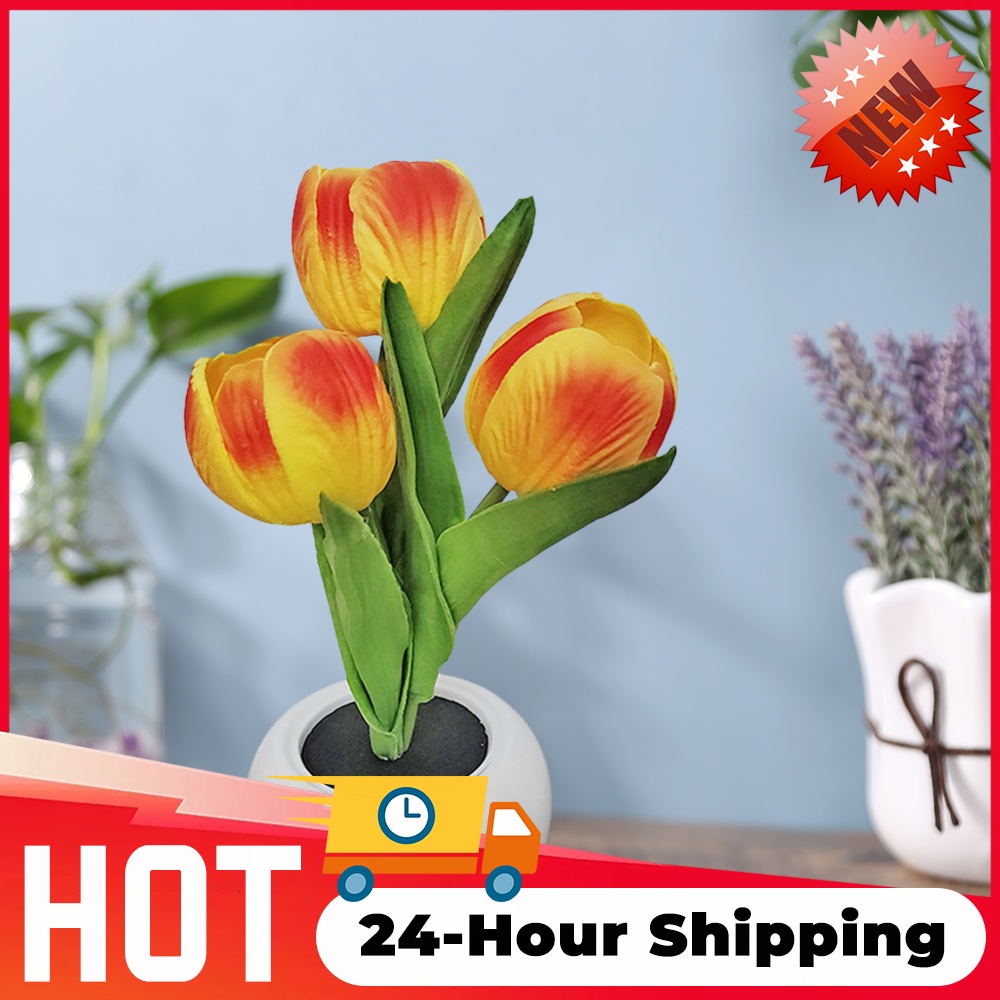 Wedding Led - LED-Tulpenlampe, romantische Nachttischlampe mit Topftulpen, Stimmungsvolle