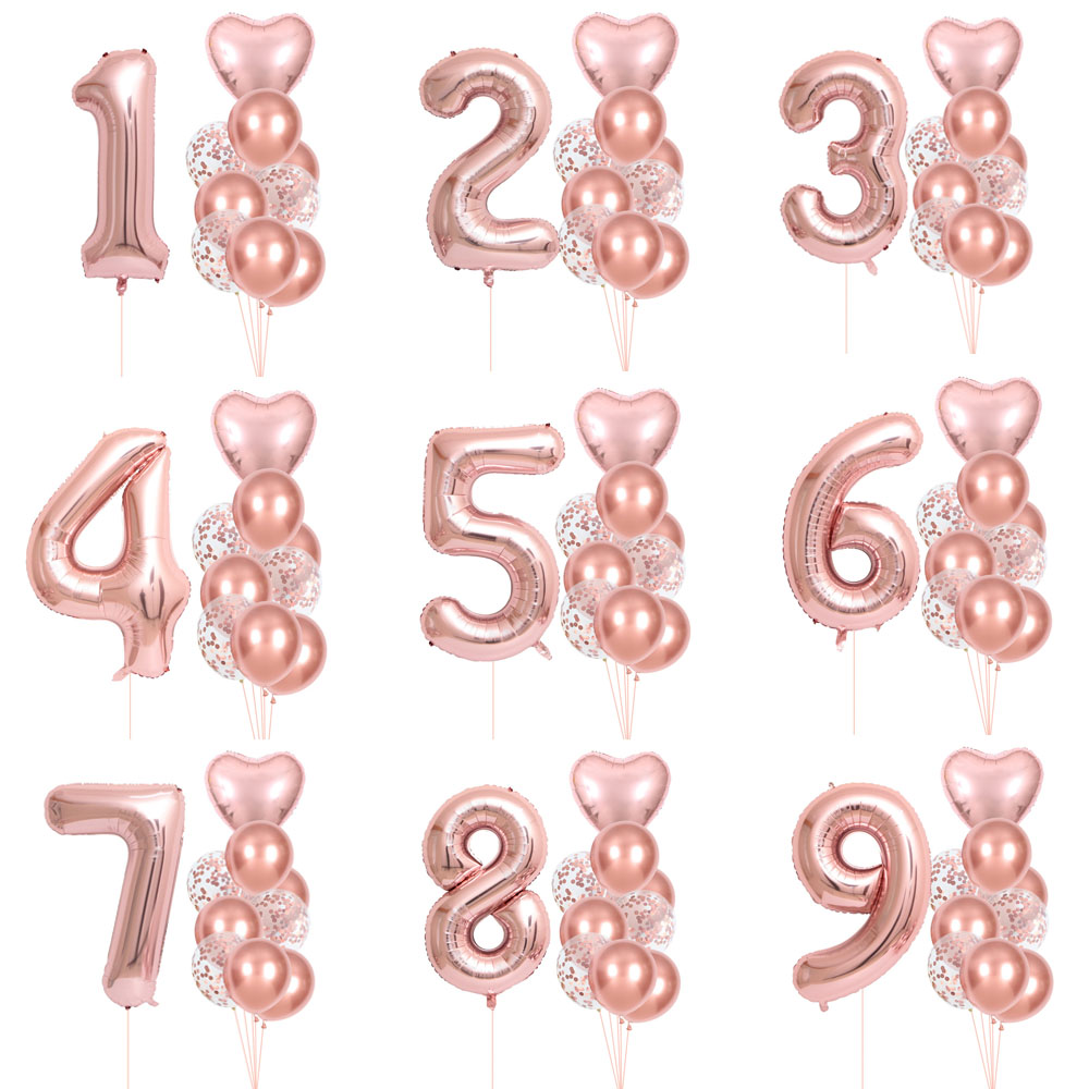 Wedding Ceremony Supply - 40-Zoll-Set mit Zahlenballons aus Roségold für