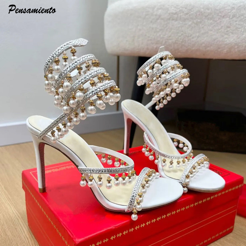 Wedding Super - Luxuriöse Gladiatorensandalen für Damen mit Strass,