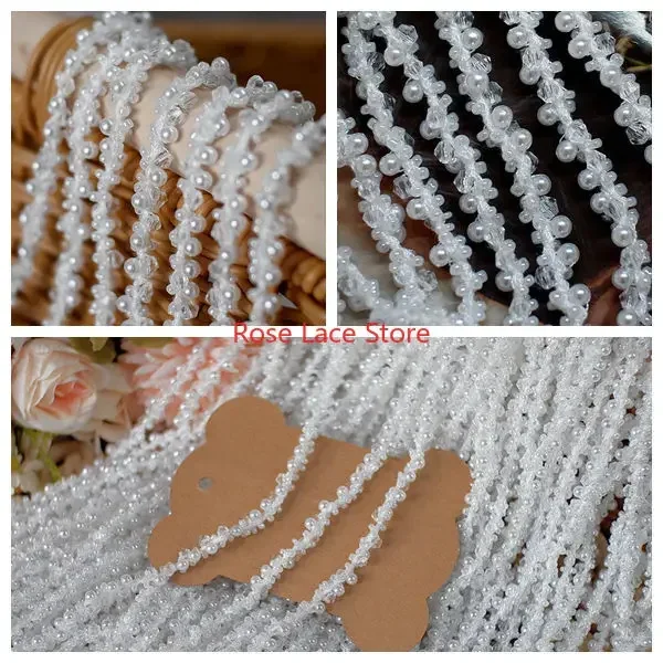 Bridal Sash Ribbon - 3 Yards Perlen-Spitzenbesatz, Perlenband, Perlen-Perlen-Spitzenbesatz, Perlenbandbesatz,