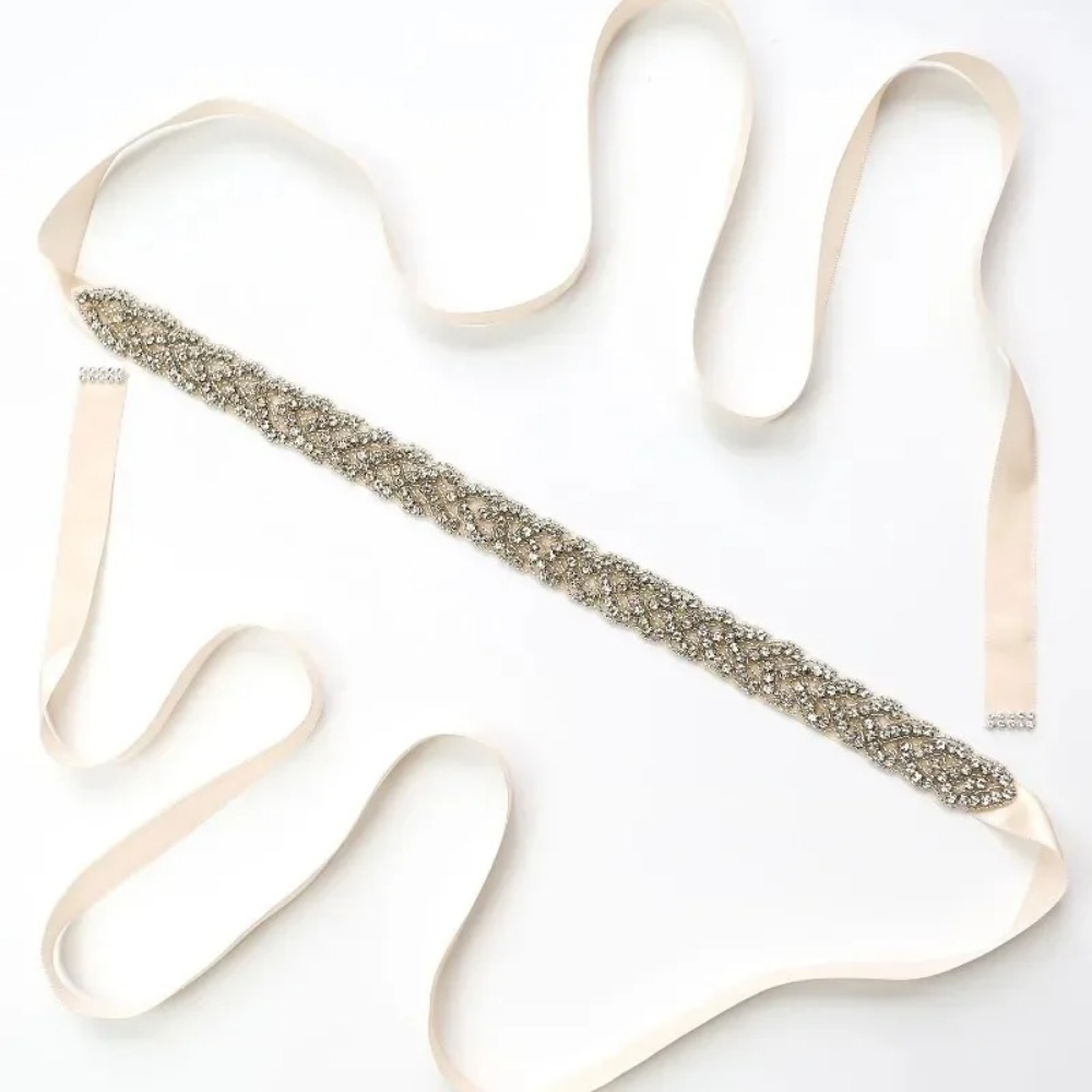 Bridal Sash Ribbon - Für Damen Brautjungfernkleid-Accessoires Wasserdichter Diamant-Taillengürtel Strass-Schärpe