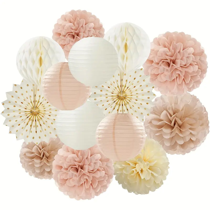 Wedding Ceremony Supply - 11-teiliges Set Champagner-Gold und Beige Papierblumen,