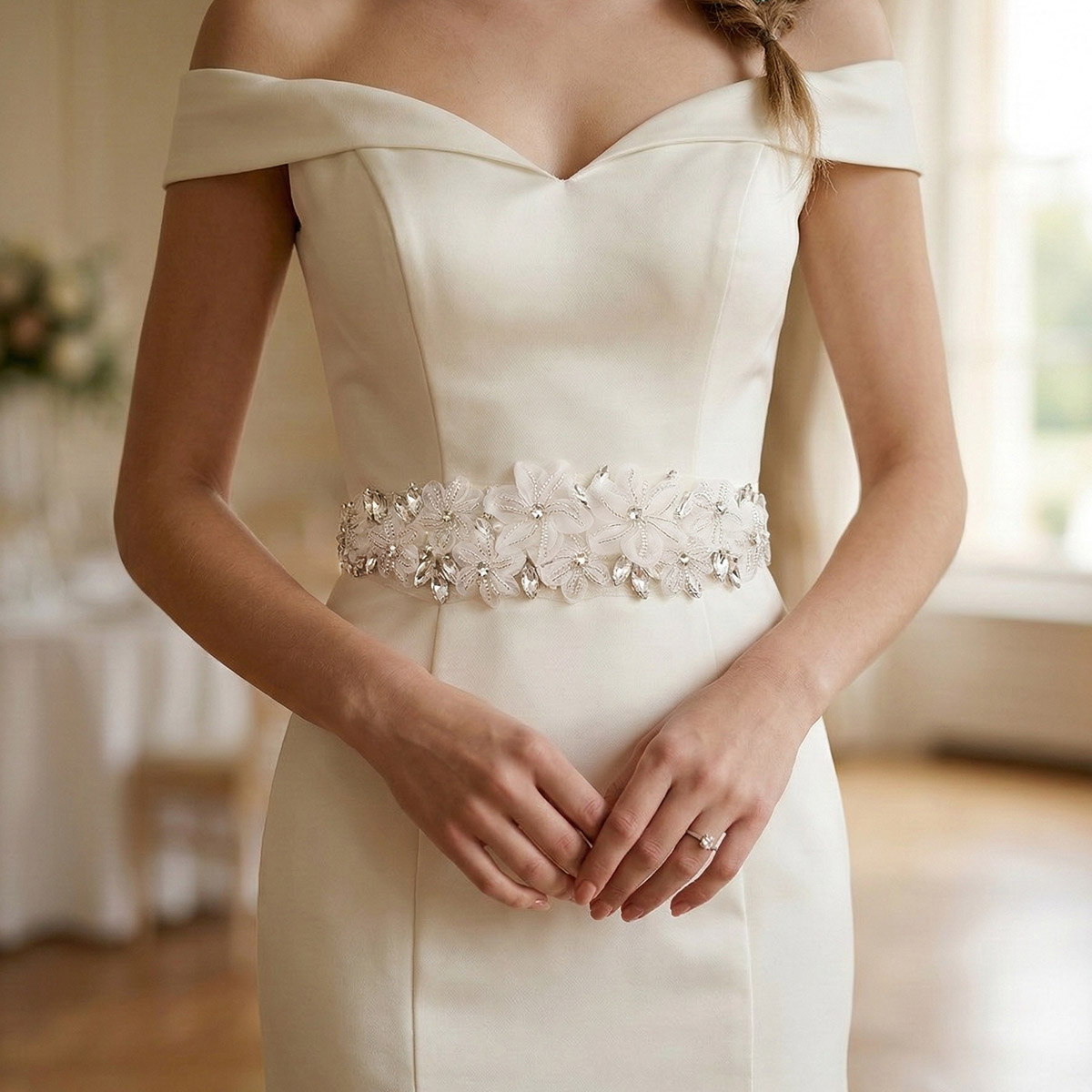 Romantischer 3D-Blumen-Brautgü – Bridal Sash Ribbon Bewertung und Preis